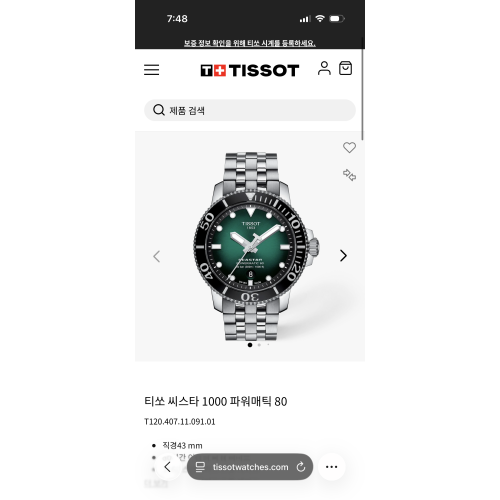 씨스타 1000 파워매틱80 다이버 시계